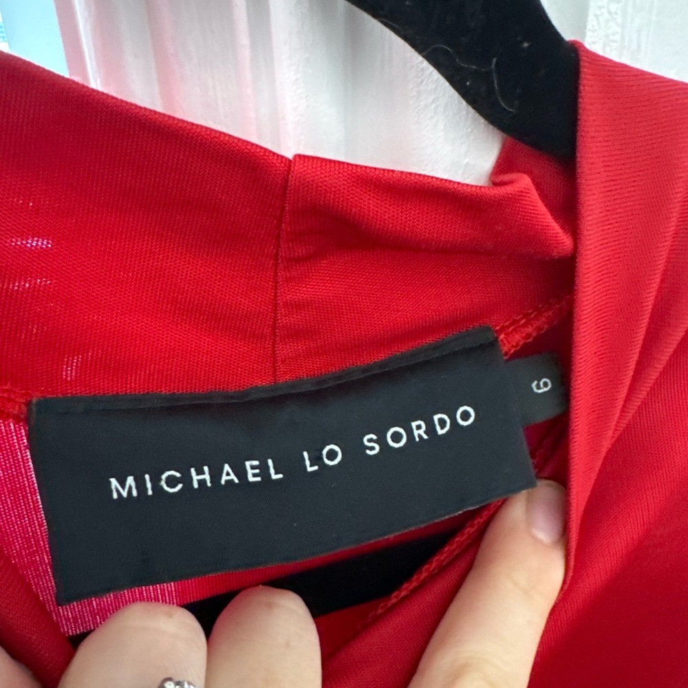 Michael Lo Sordo Vibrant Red Long Sleeve Dress - Picture 3 of 5